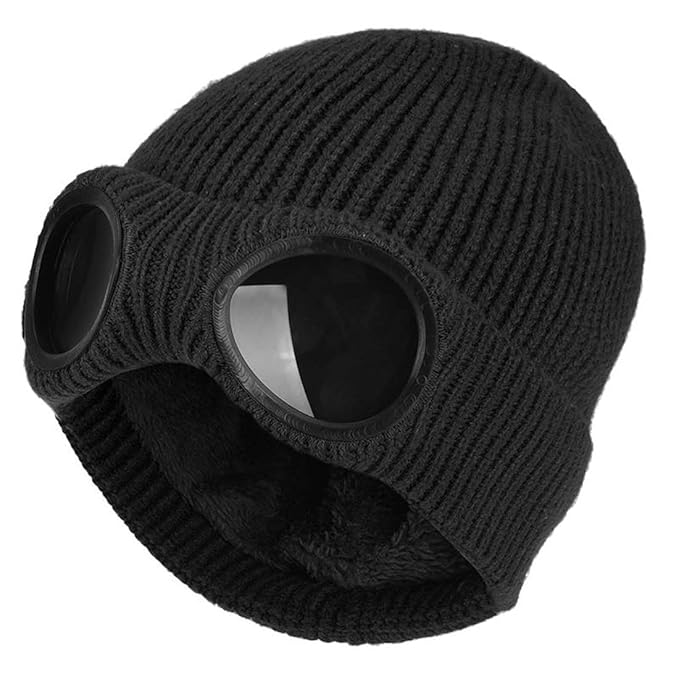Winter Wool Goggles Beanies Cap