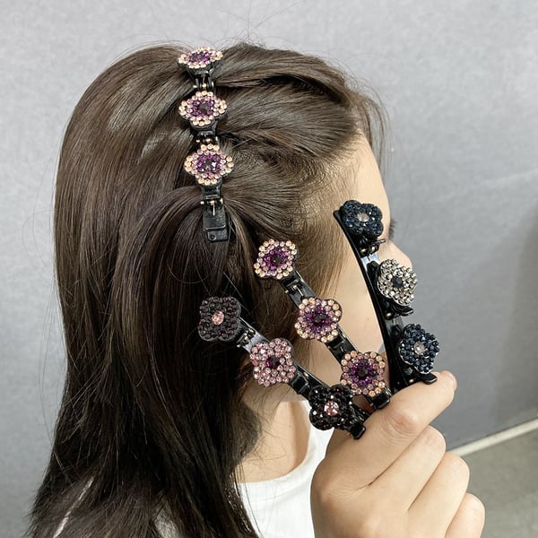 Sparkling Crystal Stone Braided Hair Clips- SET OF 4 COLORS