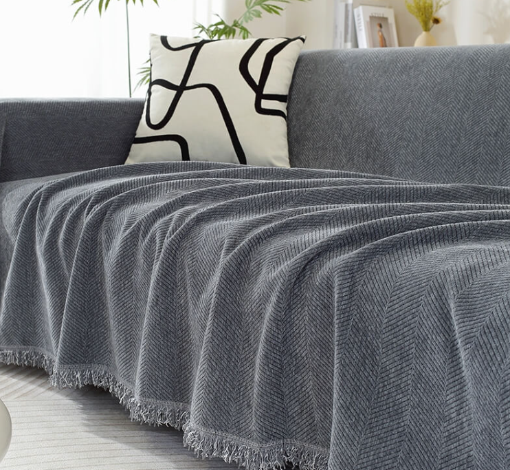 Chenille Blanket Herringbone Tassel Sofa Cover Sofa Throws