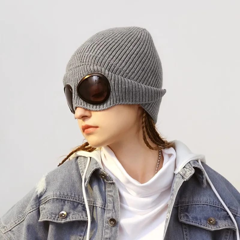 Winter Wool Goggles Beanies Cap