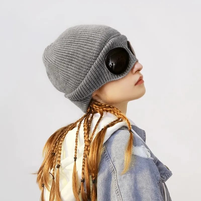 Winter Wool Goggles Beanies Cap
